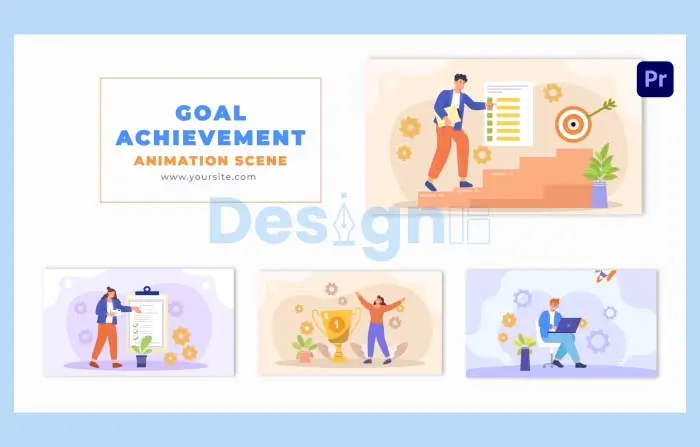 Goal Achievement Cartoon Design Character Animation Scene